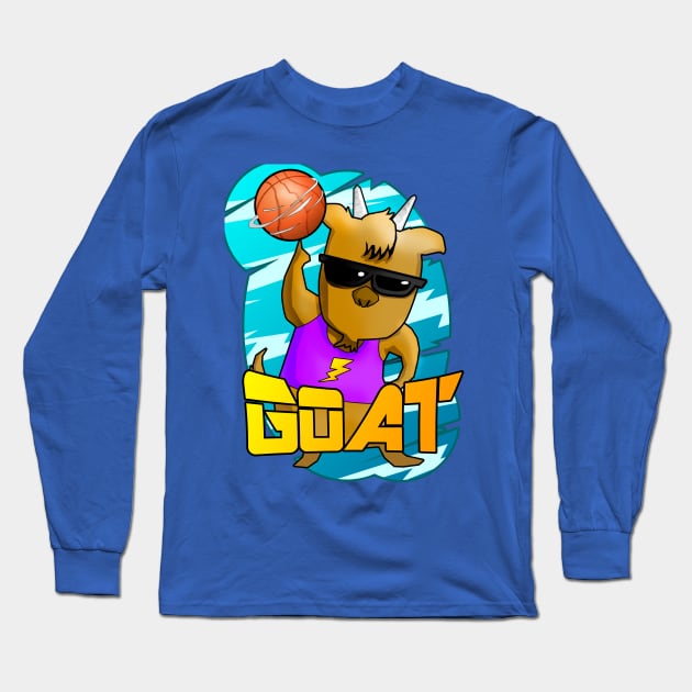 21 Greatest of All Time GOAT Cartoon Design Long Sleeve T-Shirt by ChuyDoesArt